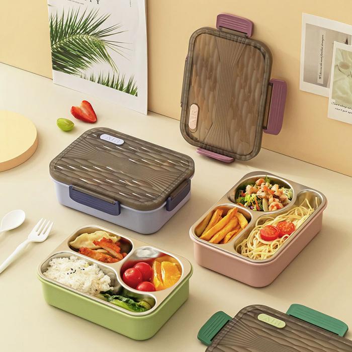 小簡三格不銹鋼飯盒